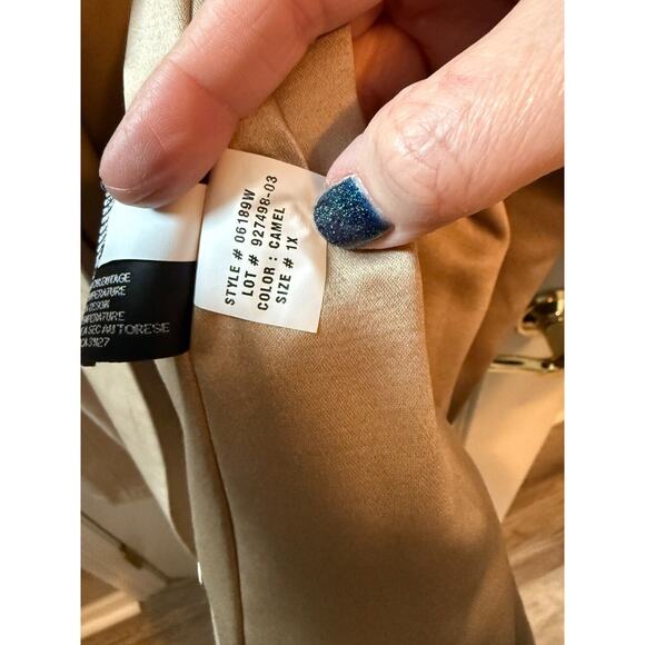 DKNY Womens Size 1X Khaki Trench Coat Button Front Lined Long Sleeve Jacket - Picture 9 of 9